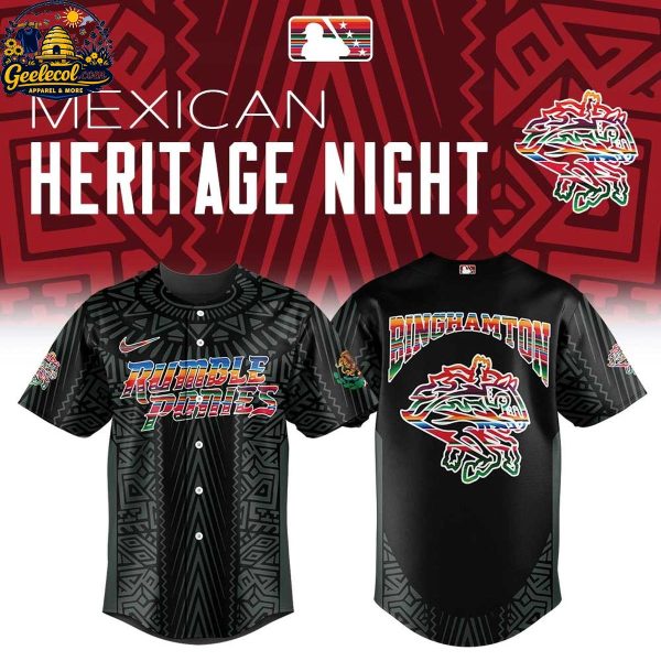 Binghamton Rumble Ponies Mexican Heritage Night 2026 All Black Baseball Jersey